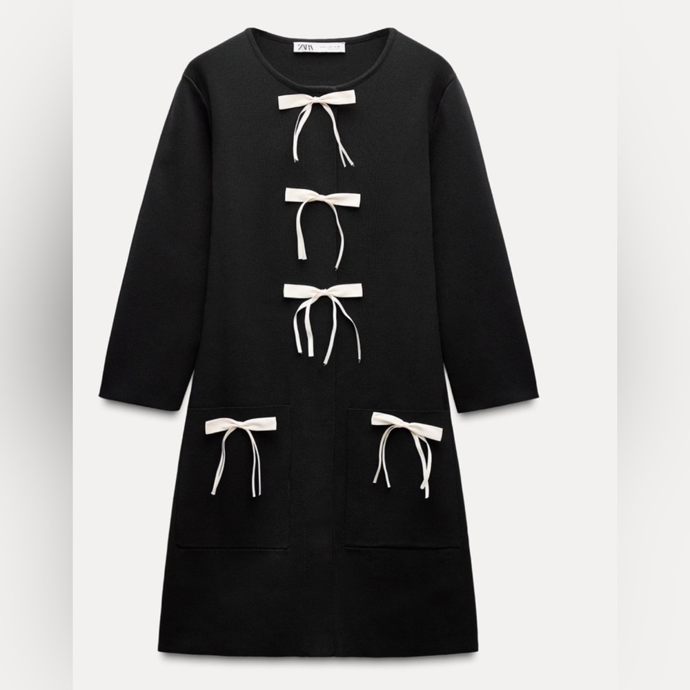 Zara Dress NWT Black with Bows